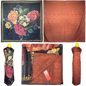 NWT Double Sided Silk Scarf 53"x53" Large Square Shawl Wrap XiangYunShal 22691